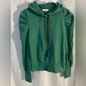 Evereve Green Hoodie with Striped Drawstrings